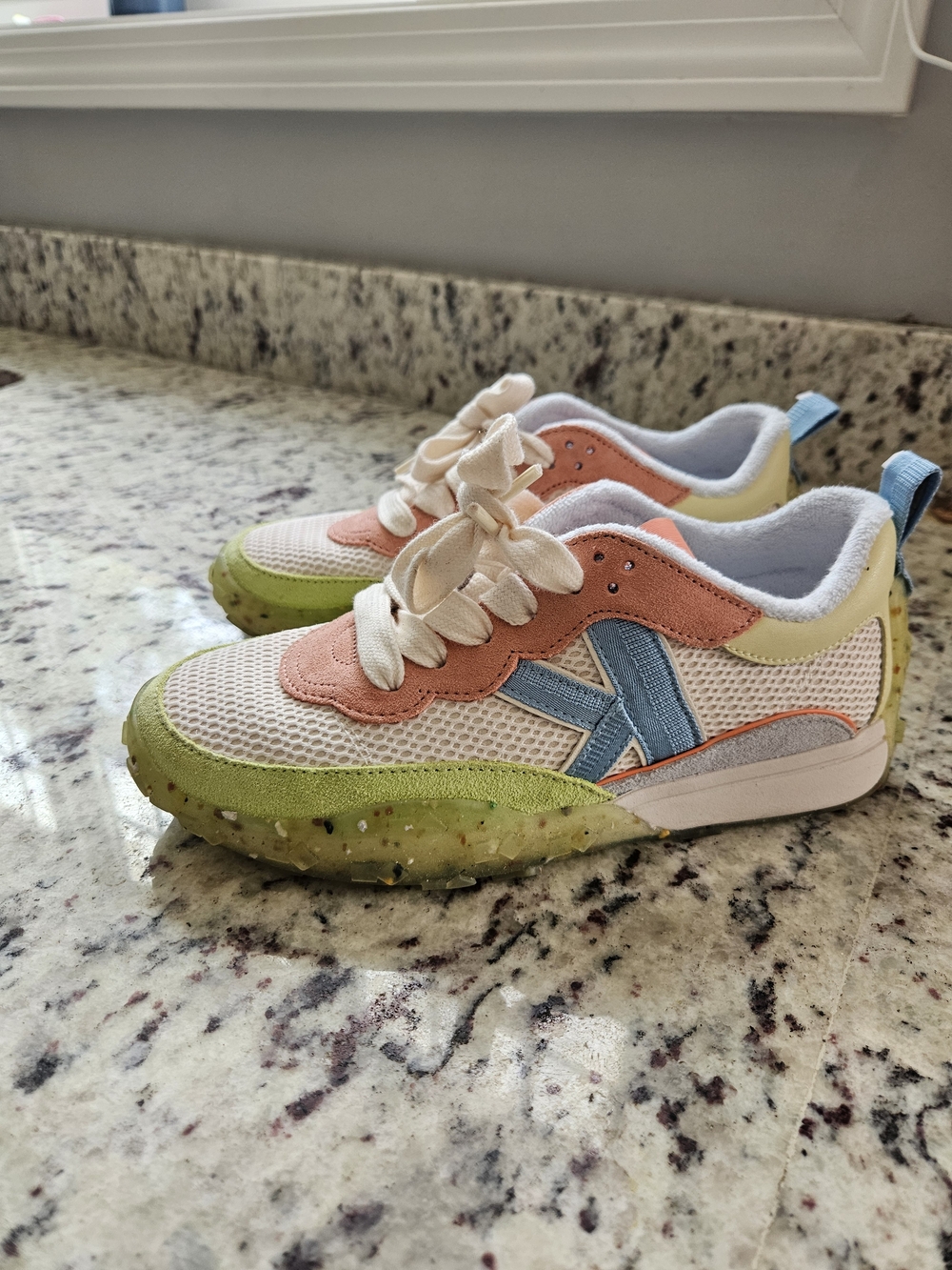 kate spade Kids Peach, Blue & Lime Mesh Sneakers